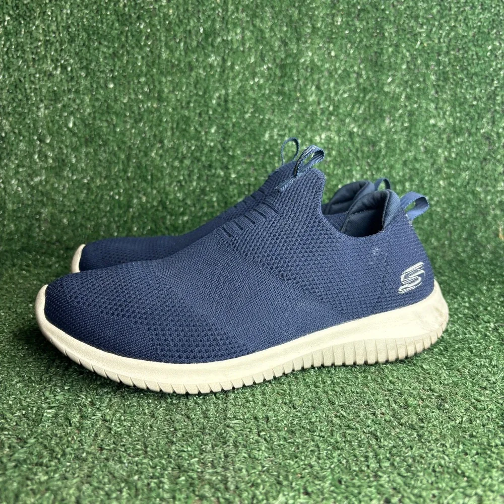 Skechers Ultra Flex First Take Knit Slip On Walking Sneaker Navy Blue Womens 6.5